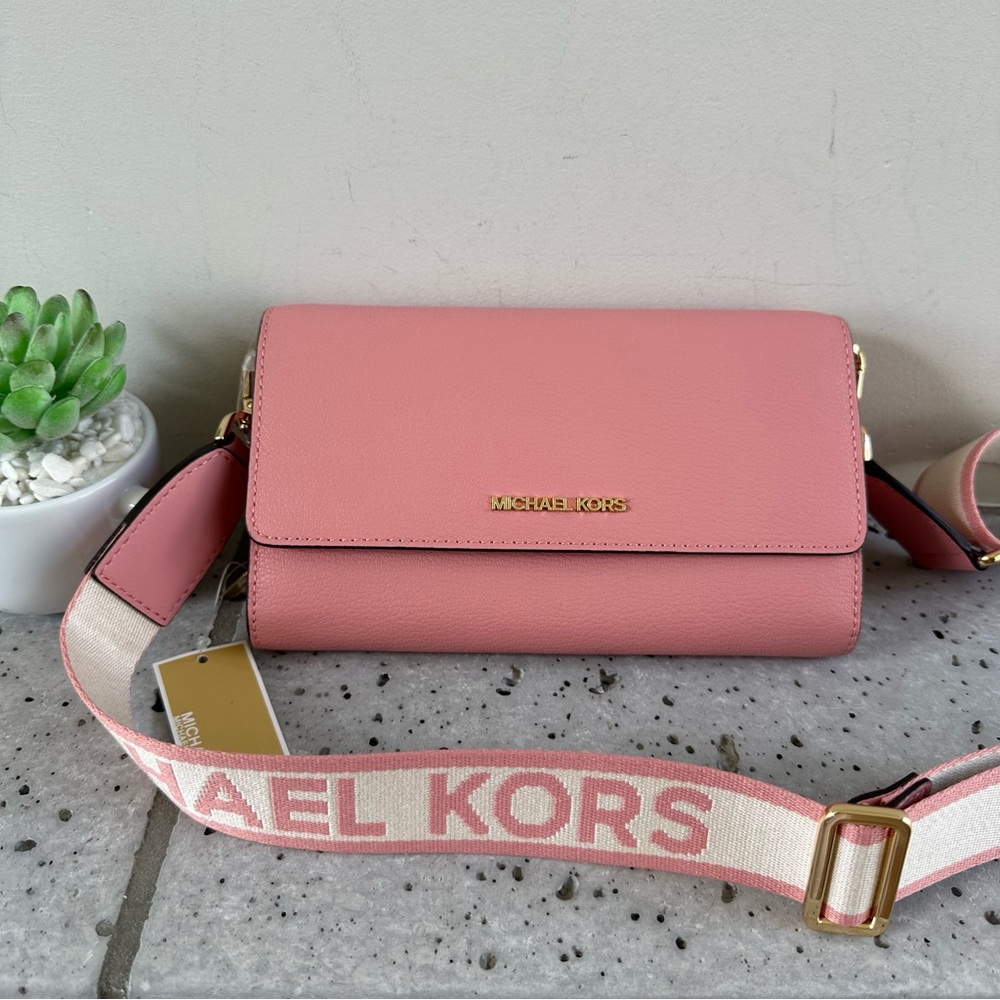 NWT Michael Kors Jet Set Large Leather Crossbody Bag